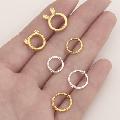 Nhẫn hạt hai lỗ Thỏ / Hổ nhỏ Giữ màu vàng 18K / Mạ điện Dày Bạc tự làm Vòng hạt Không phai màu 2 cái / gói