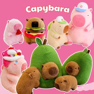  30-60cm Kapibala Gấu bông kèm chăn Capybara Đeo Balo Rùa Xanh,Capybara hồng Chuột Lang nước Nhồi Bông Mini và To Chảy Nước 
