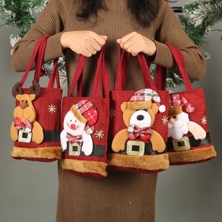  Túi Quà Giáng Sinh Vải Lanh Năm Mới Trẻ Em Kẹo Túi Xách Đêm Giáng Sinh Apple Túi Bảo Quản Giáng Sinh Ông Già Noel Bán Buôn 2024 