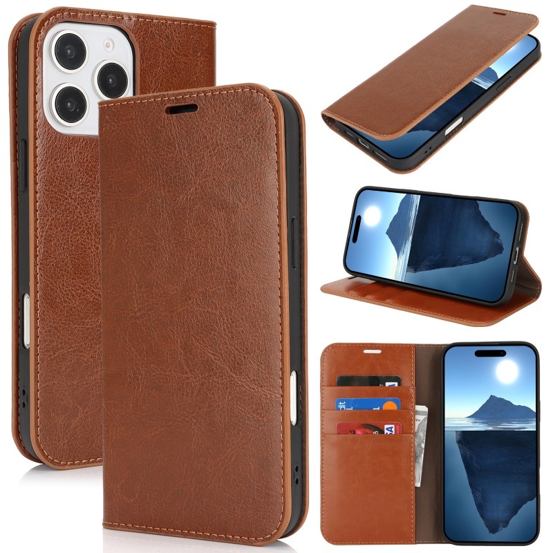 Ốp Da Chính Hãng Cho iPhone 16 15 14 13 12 11 Pro Max Plus 12 13 mini XR X XS Max Bảo Vệ Doanh Nghiệp Flip Cover