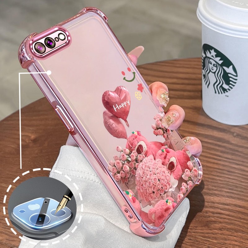 Ốp Lưng Cho iPhone 7 Plus iPhone 8 Plus Mạ Điện Hoạt Hình Hoa Hồng Dễ Thương Gấu Nhỏ Vỏ Điện Thoại S