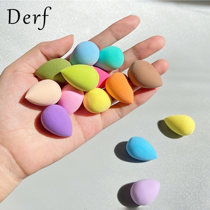 Fepo 5pc MÀU SẮC NGẪU Làm Đẹp Mini Trứng Trang Điểm Ngón Tay Xốp Máy Xay Sinh Tố Hình Nền Mềm Miếng Bọt Biển Trang Điểm