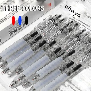 Ohaya | 1k Ba màu Đen Đỏ Xanh ST Đầu Viết Bút 0.5mm Mịn Mềm Cầm Bút Gel Nhanh Khô Học Sinh Bàn Chải Câu Hỏi Thi Bút Báo Chí