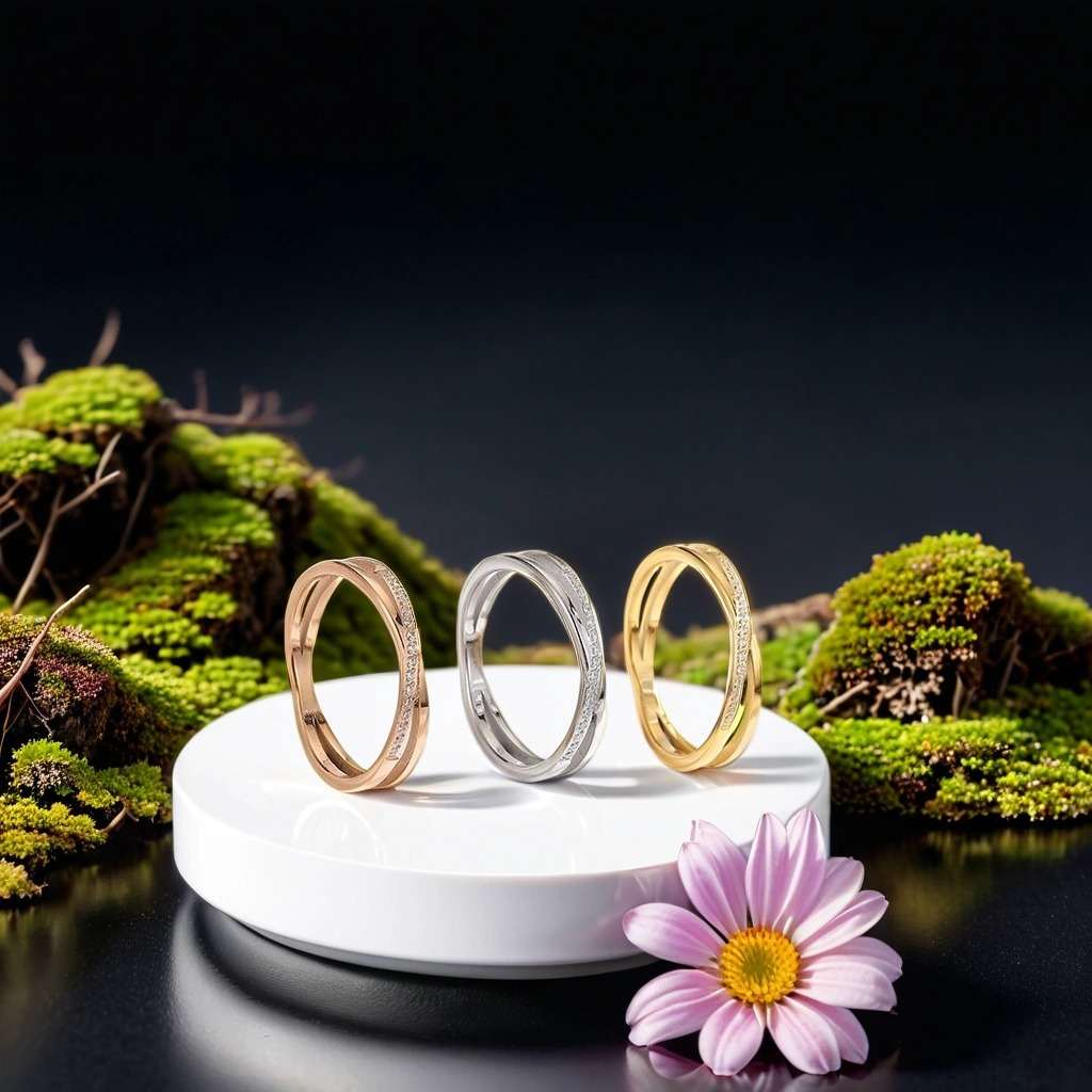 nhẫn đôi pandora Nhẫn Đôi Dát Đá Quý Bằng Thép Không Gỉ Nhẫn Titan Thời Trang Hàn Quốc Đính Đá Quý P
