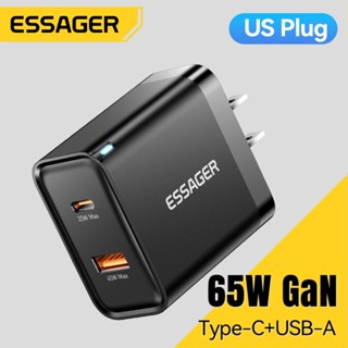 Bộ sạc nhanh ESSAGER GaN 65W Cổng USB + Type-C Bộ chuyển đổi sạc nhanh