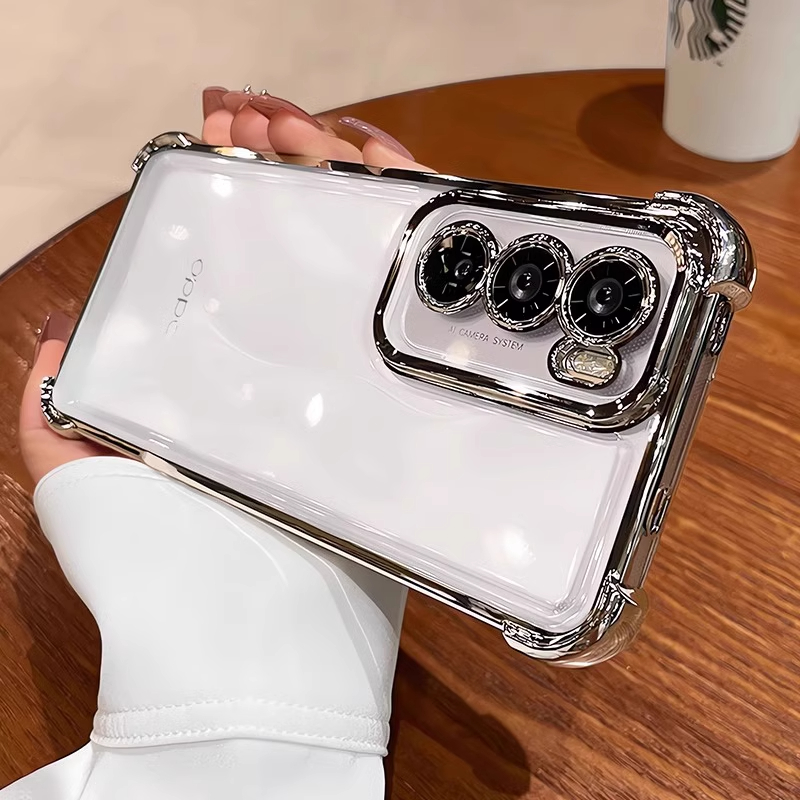 Dành Cho OPPO Reno 12 5G Reno12 Pro Vỏ Mềm Trong Suốt Túi Khí Bốn Góc Chống Sốc Có Ống Kính Phim Vỏ Điện Thoại