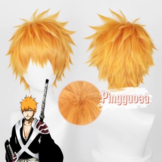 【Manmei Anime Bleach Kurosaki Ichigo Cosplay Wig 30cm Orange Heat Resistant Synthetic Wigs
