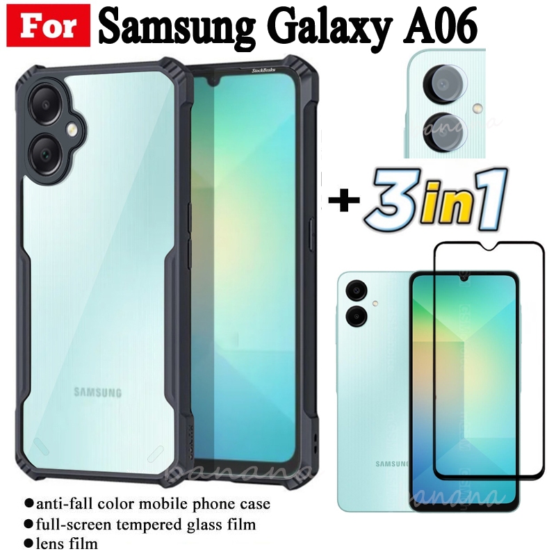 Ốp điện thoại di động chống rơi 3 TRONG 1 Samsung A06 cho Samsung Galaxy A06 A0 6 A 06 Phim kính cườ