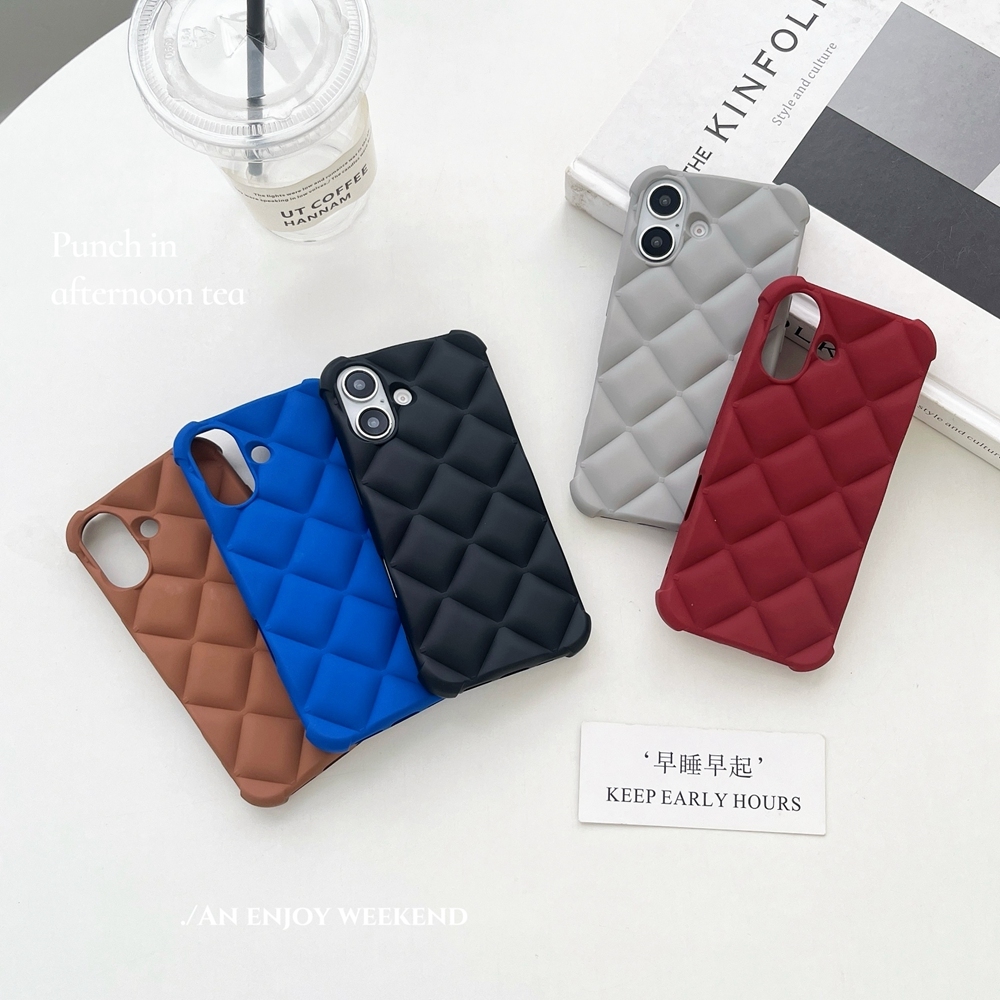 Ốp điện thoại hình thoi mờ 3D cho iPhone 15 14 Plus 12 13 Mini 16 17 Pro Max 16e 17e Matte Soft TPU 