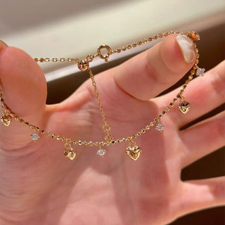 Thép titan không phai màu!Tốt Tốt Tốt Hàng Tốt Tình Yêu Tua Rua Đơn Kim Cương Mặt Dây Chuyền Vòng Tay Ánh Sáng Mới Sang Trọng Cao Cấp Trang Sức Tinh Tế