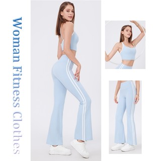 Khỏa Thân Tập Yoga Mặc Thể Thao Có Thể Điều Chỉnh Dây Đeo Vai Mỏng Áo Ngực Thể Thao Thể Dục Quần loe Phù Hợp Với