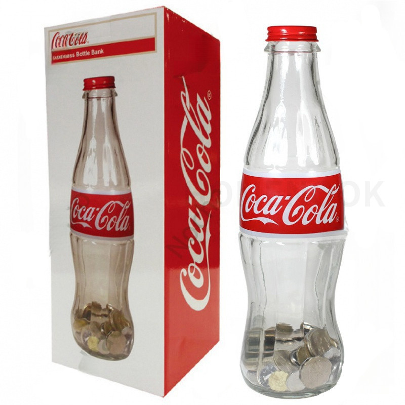 Hộp quà Heo đất siêu lớn Mỹ Fan Coca-Cola 1L chai thủy tinh khổng lồ đựng tiền heo đất 30cm Quà tặng