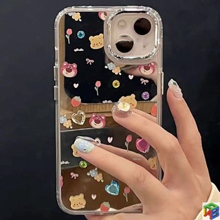 Ốp điện thoại hình gấu dâu Pooh toàn màn hình Iphone17Promax 15 / 16Promax / 14Plus / 13promax iPhone 7 / Xr / Xs Mirror 11 / 12 Promax