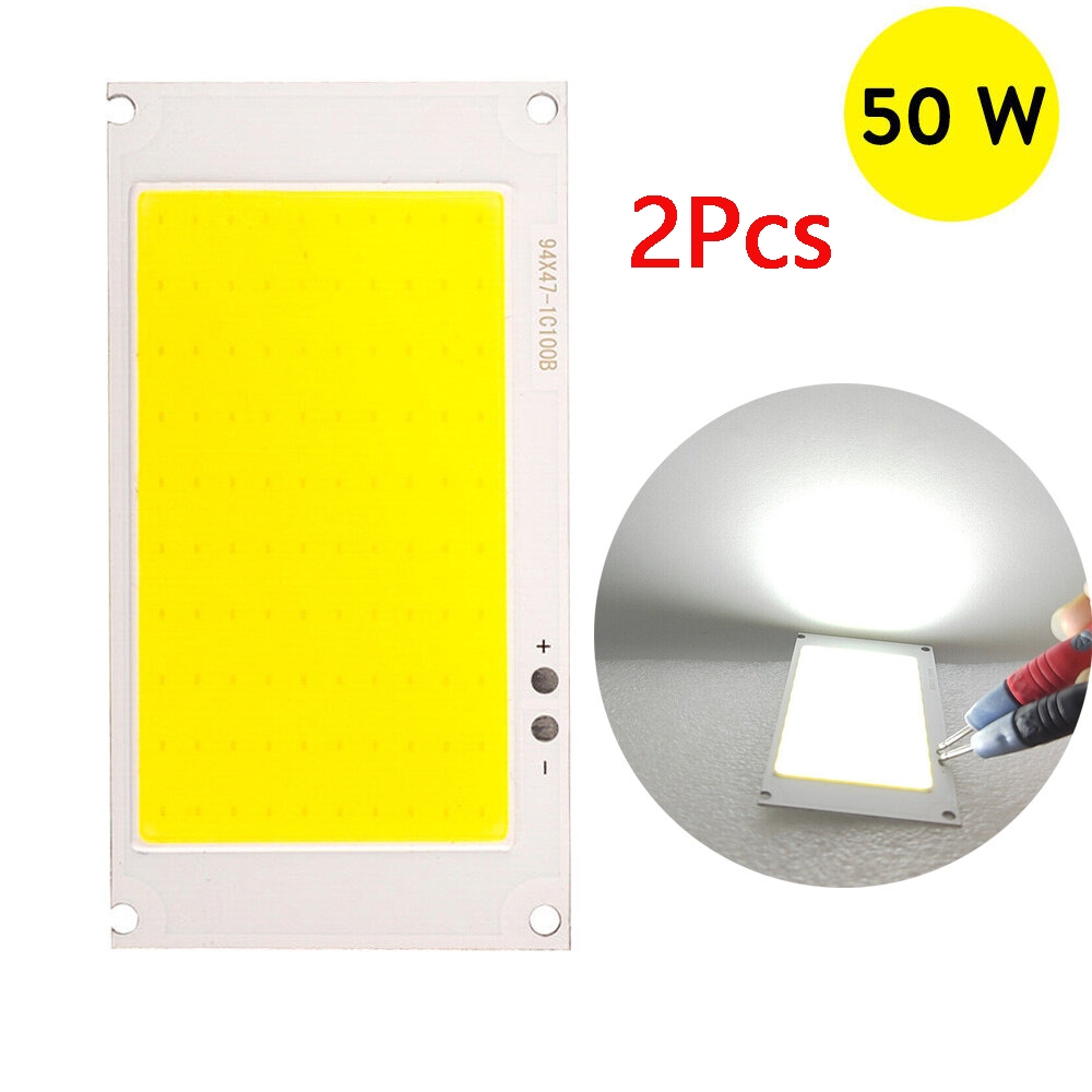 2 Cái / bộ Hạt LED Hình Chữ Nhật Cho Đèn DIY Chip Ấm Trắng Mát 50W Full Spectrum 9V Bóng Đèn Cob / C