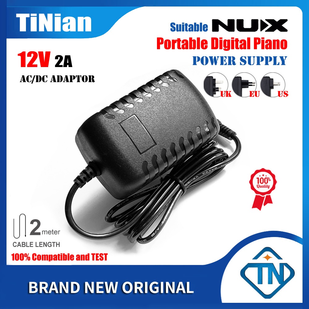 Bộ chuyển đổi AC / DC 12V 2A cho NU-X (NUX) NPK-10 NPK-20 WK-400 Bộ nguồn bàn phím đàn Piano kỹ thuậ