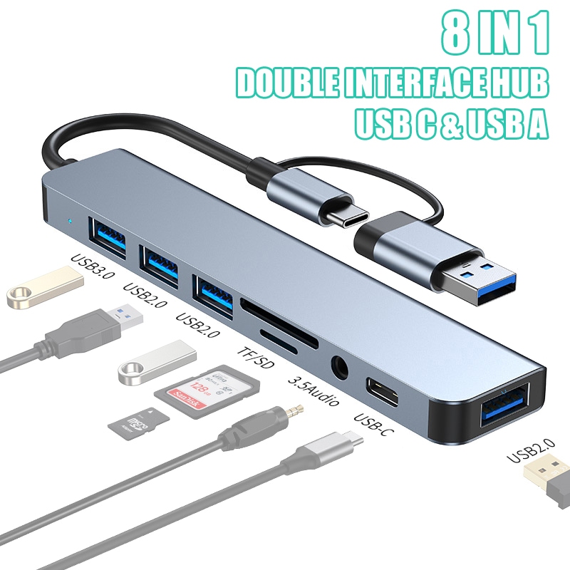 Bộ chuyển đổi HUB 8 trong 1 Bộ chuyển đổi USB-C Bộ chuyển đổi OTG USB đa chức năng HUB Docking Stati