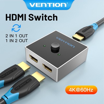 Công tắc HDMI Vention 1 Đầu vào 2 Đầu ra / Bộ chuyển đổi HDMI 2 trong 1 Out cho hộp TV màn hình PS4