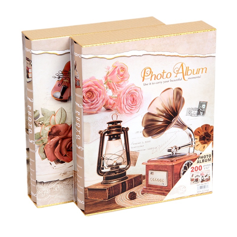 Album Ảnh 5R 200 Hình Ảnh 5x7 Album Sách Cho 7inch Ảnh 200 Chiếc Có Hộp Bảo Quản Phong Cách Retro