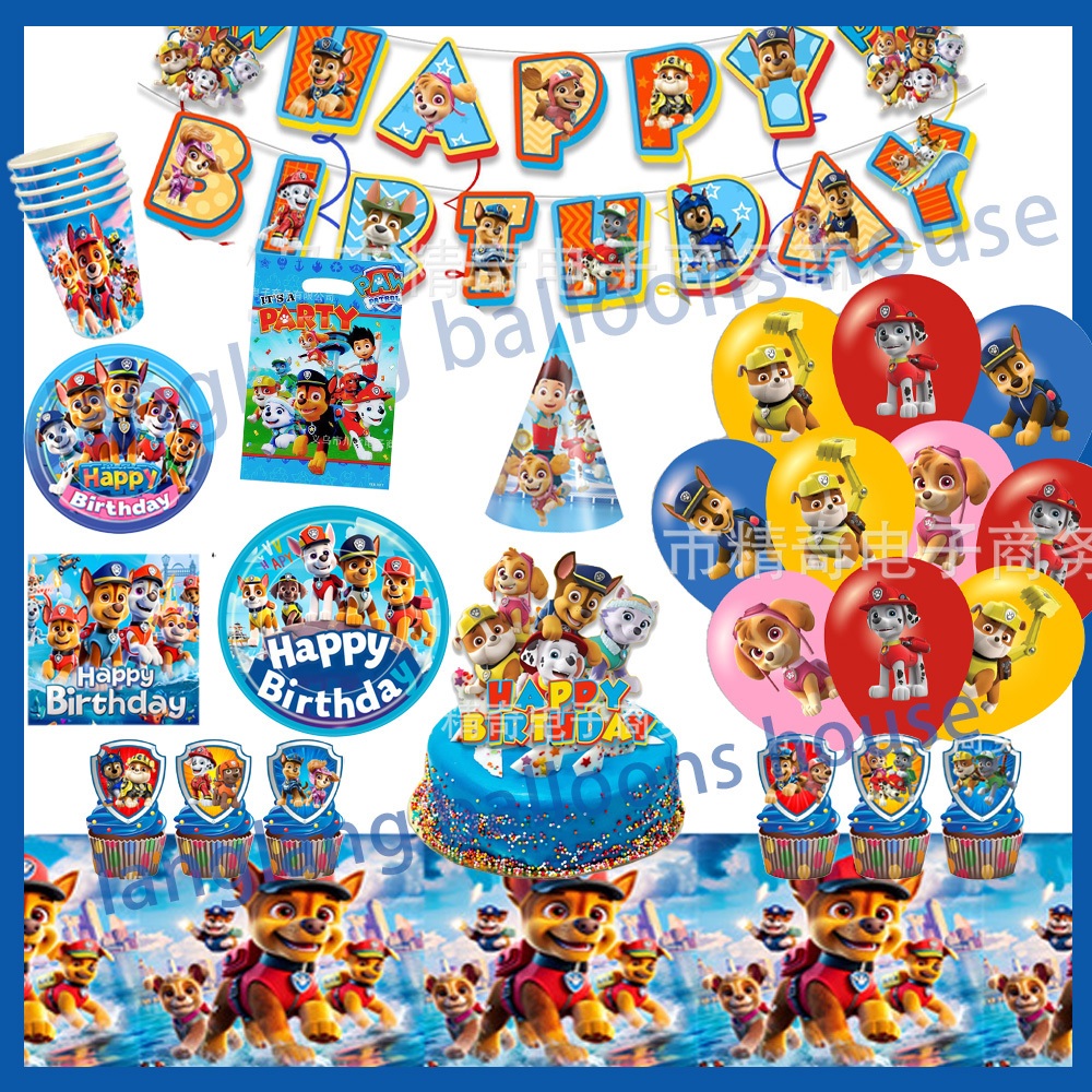 Mới Paw Patrol banner Bóng Bộ Paw Patrol Chủ Đề Dùng Một Lần Sinh Nhật Bộ Đồ Ăn Paw Patrol Sinh Nhật