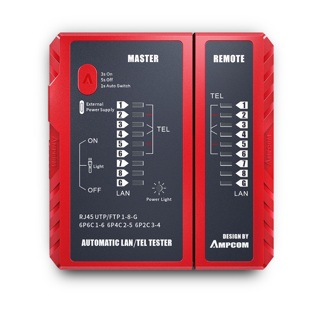 AMPCOM Máy kiểm tra cáp mạng RJ45 RJ11 Máy kiểm tra cáp mạng Ethernet RJ45 Công cụ kiểm tra cáp mạng