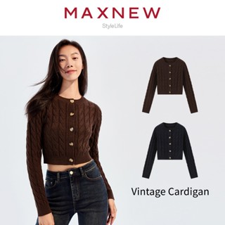 Maxnew áo khoác len dáng ôm, dài tay, hở eo, phong cách cổ điển, dễ phối