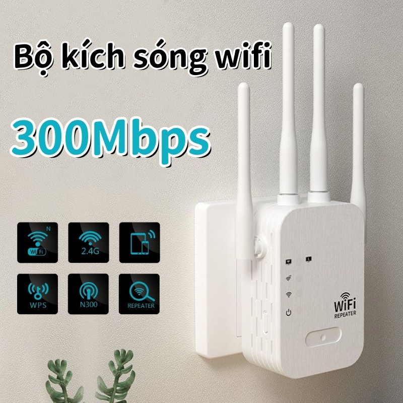 Whimsy - Bộ Kích Sóng Wifi 4 Râu 300Mbps Tăng cường mạng Bộ khuếch đại tín hiệu WiFi băng tần kép Bộ mở rộng mạng