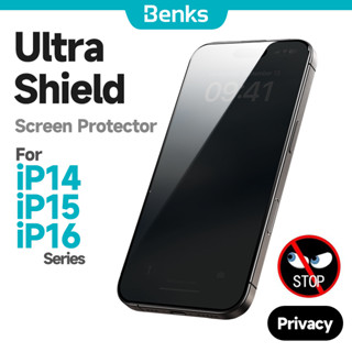 [Chính thức của Benks] Benks Ultra Shield 26° Kính bảo vệ màn hình riêng tư cho IPhone 15 Plus 14 Pro Max 0.3mm Kính cường lực chống nhìn trộm có lưới chống bụi