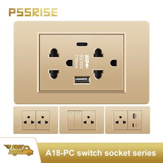 Ổ cắm công tắc treo tường vàng phong cách Mỹ Pssrise 118 (A18)