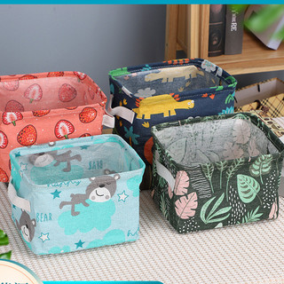 Dây Vải Di Động In Vải Lanh Cotton Giỏ Chứa Đồ Để Bàn Đồ Lặt Vặt Phân Loại Tủ Quần Áo Nhỏ Vải Giỏ Bảo Quản