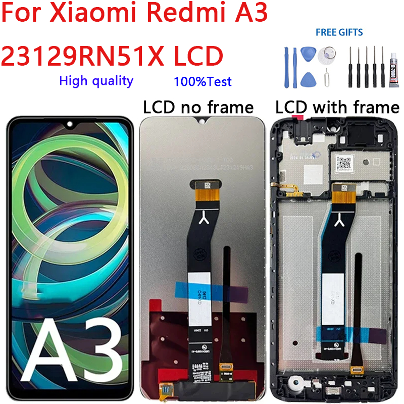 Lcd chất lượng cao cho Xiaomi Redmi A3 23129RN51X Màn hình LCD Màn hình cảm ứng có khung Bộ số hóa t