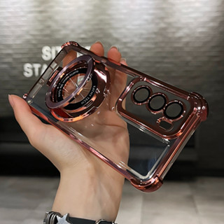 Ốp lưng OPPO Reno 12 13 11 10 Pro Reno11Pro 13F 11F 12F 8Z 7Z 8 6 5 5G Ốp điện thoại có giá đỡ từ tính Bảo vệ Camera lấp lánh trong suốt Vỏ chống sốc thẩm mỹ thời trang sang trọng