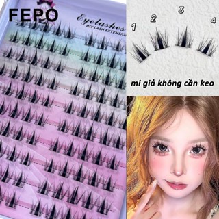 Fepo 10 hàng Lông mi giả tự dính không cần keo dán dành cho người mới bắt đầu 120 cụm 10-13mm