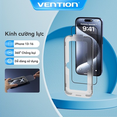 Vention iPhone Bảo Vệ Màn Hình Cho iPone 13 / 14 / 15 / 16 Pro Max Plus HD Kính Cường Lực Với Công Cụ Lắp Đặt Không Bụi