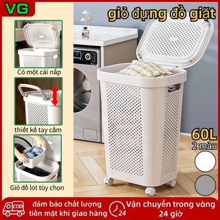 [🎖️TOP1]Giỏ đựng đồ giặt có nắp giỏ đựng quần áo bẩn công suất lớn Giỏ đựng đồ đa năng Có 4 bánh xe và tay cầm