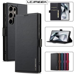 Ốp Da Cho samsung S24 S23 S22 S21 S20 FE Ultra Plus Flip Kinh Doanh Cao Cấp Retro Ví Bao Da