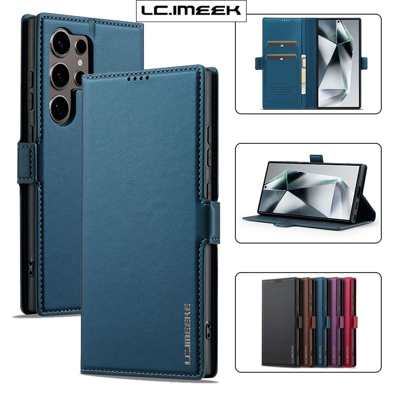Bao Da Lật Cho Samsung S24 S23 S22 S21 S20 FE Ultra Plus Retro Business Có Khe Cắm Thẻ Vỏ Ví Chất Lượng Cao