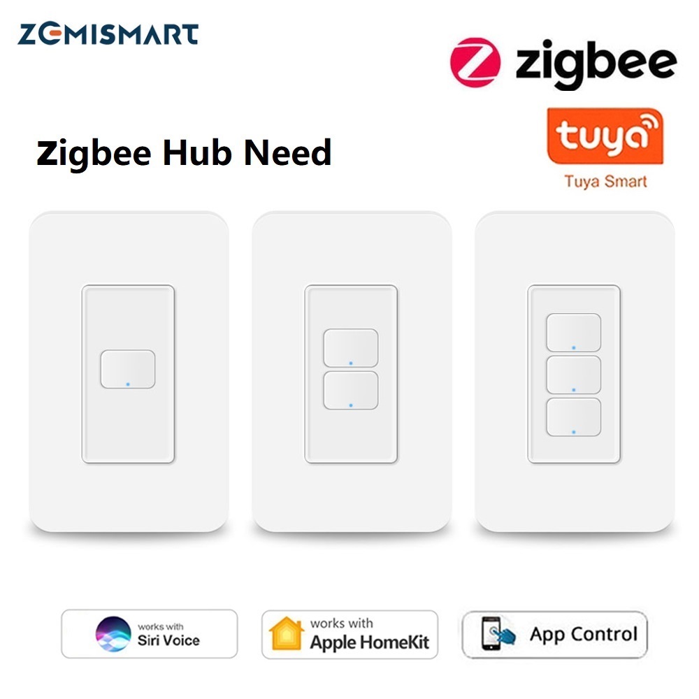 Zemismart Zigbee Smart No Neutral / Neutral Switch Relay Button Light Switch, Tuya APP Hẹn giờ, Hub 
