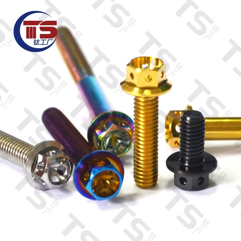 Ts M6 Hợp Kim Titan Vít Bên Trong Bên Ngoài Lục Giác Mặt bích Có Lỗ Vít M6X12 / 25 / 40 Xe Máy Sửa Đ