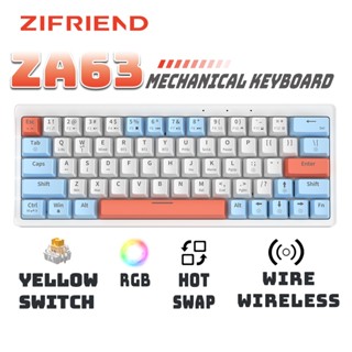 ZIFRIEND ZA63 Bàn Phím Cơ Hotswap Không Dây 2.4G/BT/Có Dây Đèn Nền RGB Bàn Phím Nhỏ