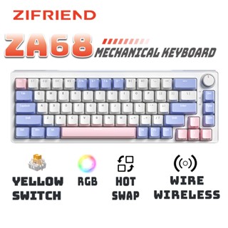 ZIFRIEND ZA68 Bàn phím cơ không dây RGB Hotswap Bàn phím chơi game Công tắc bôi trơn sẵn