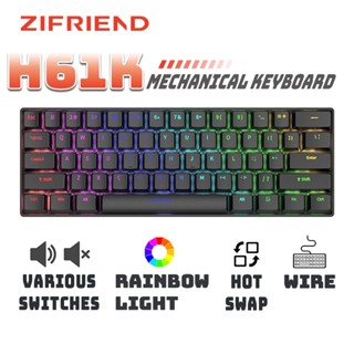 ZIFRIEND H61K Bàn phím cơ Hotswap Bàn phím chơi game có dây Công tắc bôi trơn sẵn