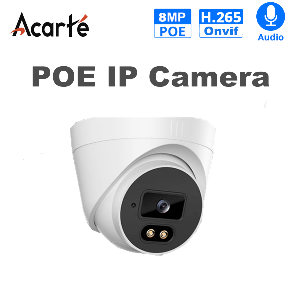 Camera IP Acart POE 4MP 5MP 8MP Âm thanh trong nhà IR Camera vòm an ninh tầm nhìn ban đêm
