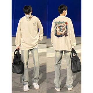 PEAR DODO Tide thương hiệu xuân thu áo hoodie cổ tròn nam 2024 mùa xuân mới bé trai dài tay không mũ cặp đôi mặc mỏng bên trong