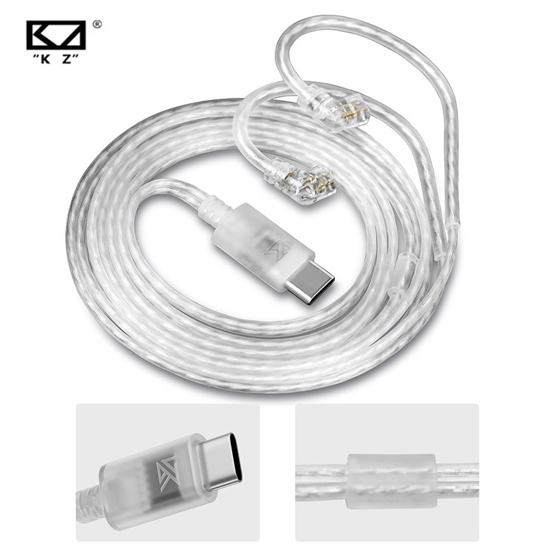 Kz Chính Hãng TYPE-C Tai Nghe Cáp Mạ Bạc Nâng Cấp Cáp Tai Nghe Dây 3.5MM 2PIN Cho KZ Castor ZAX ZSX 