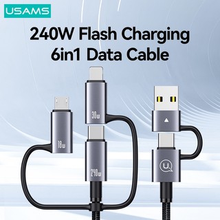  Cáp sạc nhanh USAMS 240W PD 6 trong 1 USB + Type-C sang Type-C   iP   Micro USB Tất cả trong một cho máy tính xách tay   thiết bị di động 