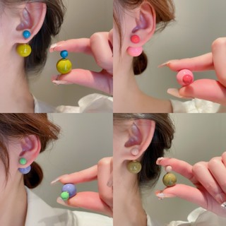 Hàn Quốc tươi gió hai mặt với đinh tán bóng hình học cá tính sáng tạo tất cả các bông tai nhỏ tươi bông tai nữ