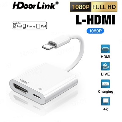 HdoorLink Bộ Chuyển Đổi hdmi 2 Trong 1 tv 1080p hd Cho i-phone i-pad Sang tv IOS đến cáp HDMI Cáp