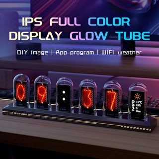 Nixie Ống Đồng Hồ Phát Sáng Ống Đồng Hồ IPS Màn Hình Màu Đồng Hồ Kỹ Thuật Số DIY Analog Kỹ Thuật Số Ống WiFi Thời Gian Để Bàn Máy Tính Để Bàn Đồng Hồ Kỹ Thuật Số Trang Trí Quà Tặng