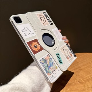 360° Ốp lưng máy tính bảng bằng da lật có thể xoay được có nhãn dán cho Samsung Galaxy Tab S7 S8 A9 Plus A8 A7 8.7 10.5 Vỏ bọc 11 Inch