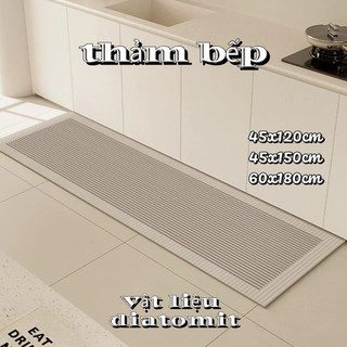 Thảm bếp dài nguyên liệu bùn tảo cát họa tiết hình học, kích thước 45x120cm đến 60x180cm, chống trơn trượt, hút nước mạnh, dễ lau chùi